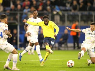 Boulaye Dia trifft zum 1:0 für Lazio Rom gegen Dynamo Kiew im Volksparkstadion.