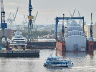 Die Werft Blohm+Voss befindet sich auf der Halbinsel Steinwerder im Hamburger Hafen.