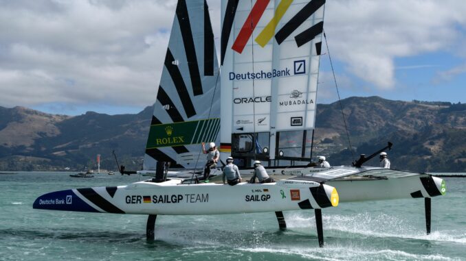 Startet im August 2025 zum ersten Mal in Deutschland: Die SailGP-Serie mit dem deutschen Fahrer Erik Heil.