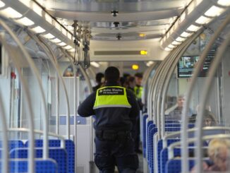 Ein Mitarbeiter kontrolliert Fahrgäste einer S-Bahn während des «Prüfmarathons» im Hamburger Verkehrsverbund