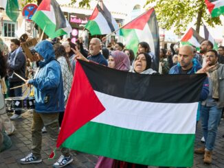 Nach Polizeiangaben zogen knapp 1.000 propalästinensische Demonstranten durch die Innenstadt.