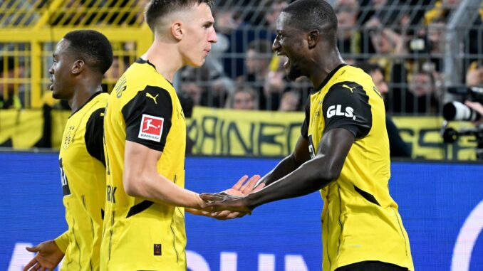 Serhou Guirassy (r) bescherte dem BVB mit seinem Tor einen knappen Sieg.