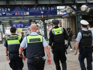 Eine Streife kontrolliert vor dem Hamburger Hauptbahnhof. (Archivbild)