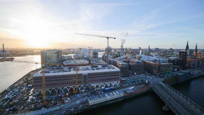 Die Baustelle des südlichen Überseequartiers in der Hafencity-Hamburg. (Archivbild)