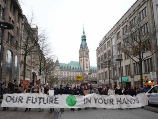 Nach der Kundgebung zogen die Demonstranten durch die Innenstadt.