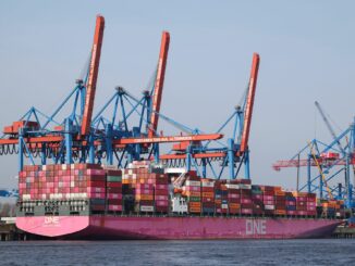 Ein Containerschiff wird am Terminal Altenwerder abgefertigt. (Produktion)