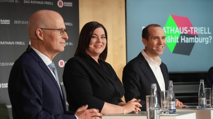 Auch das zweite Triell der Spitzenkandidaten von SPD, Gründen und der CDU zur Bürgerschaftswahl fand keinen klaren Sieger.