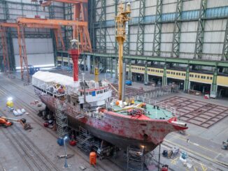 Die Arbeiten am historischen Feuerschiff «Elbe 1» laufen in Stralsund auf Hochtouren.