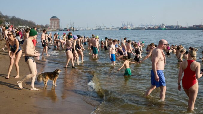 Die Eisbader gehen für einen guten Zweck in die Elbe.